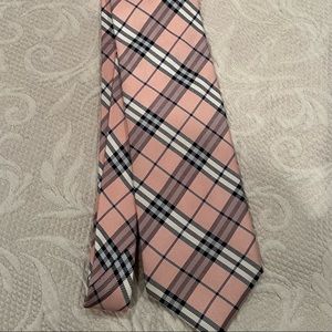Mens Pink Nova Check Plaid Burberry Tie